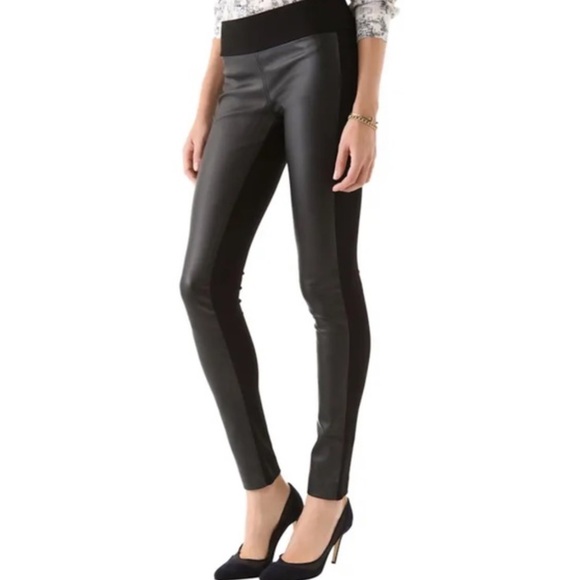 Club Monaco Pants - Club Monaco Size 6 Tasha Faux Leather Leggings Ponte Knit Pants Black Size 2